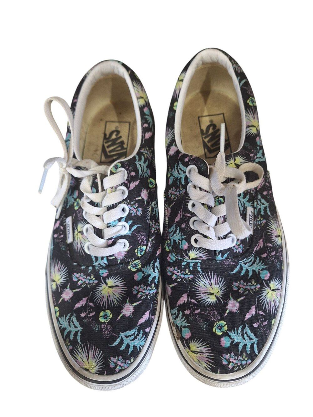 Vans Unisex Off the wall Paradise black with blue sneakers Men 7.5/ Women 9
